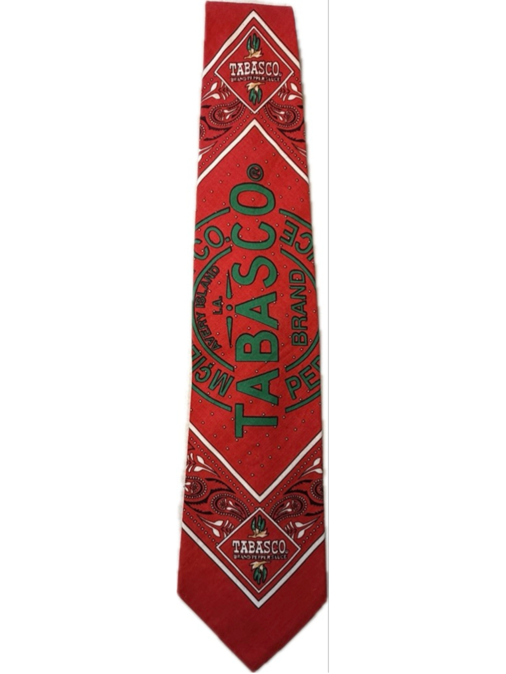 Vintage Tabasco Bandana Style Novelty Necktie Red Pepper Sauce Tie